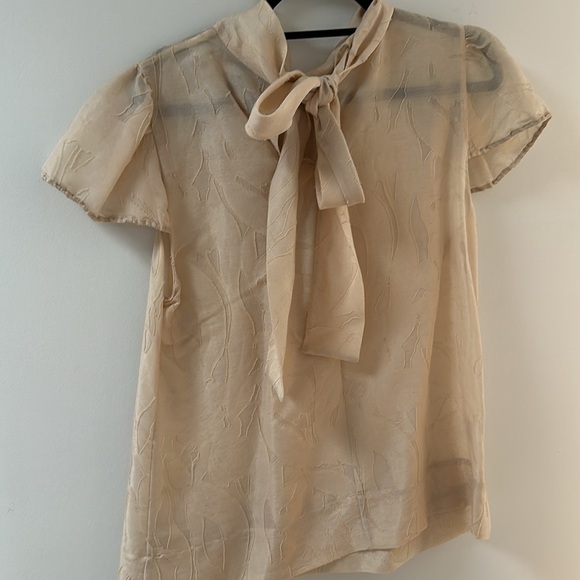 BCBG romantic blush pink blouse with tie neck size Large - Picture 3 of 4